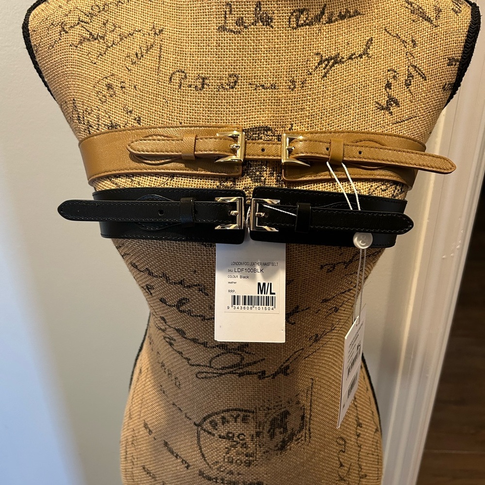 London Fog Tan and Black Women's Belts